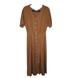 Vetta Capsule Camel Colored Tencel Convertible 2 Pc Midi Dress Skirt Set USA 8